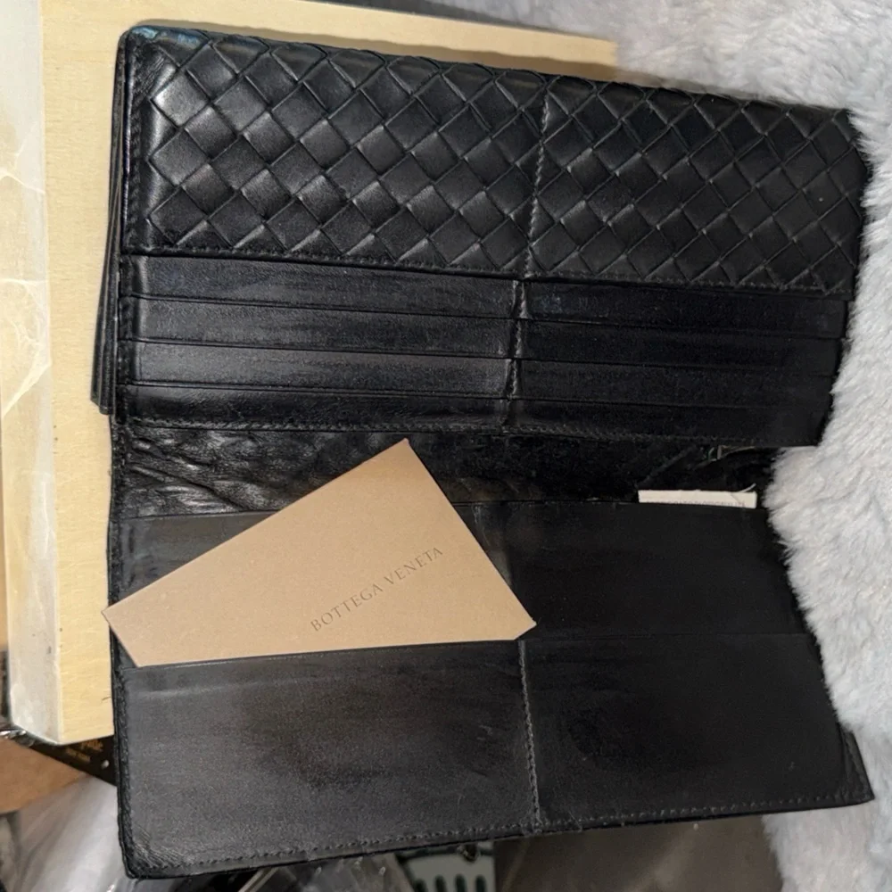 Bottega Veneta Black Woven Leather Wallet